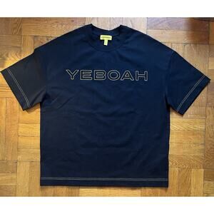 COS x Yeboah Elevated T Shirt Collab Black Yellow Stitch Oversized Boxy Soccer